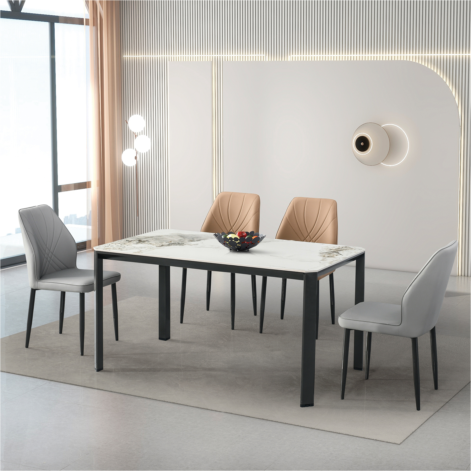 餐桌：T-839（枪架）#；餐椅：172（黑架）#