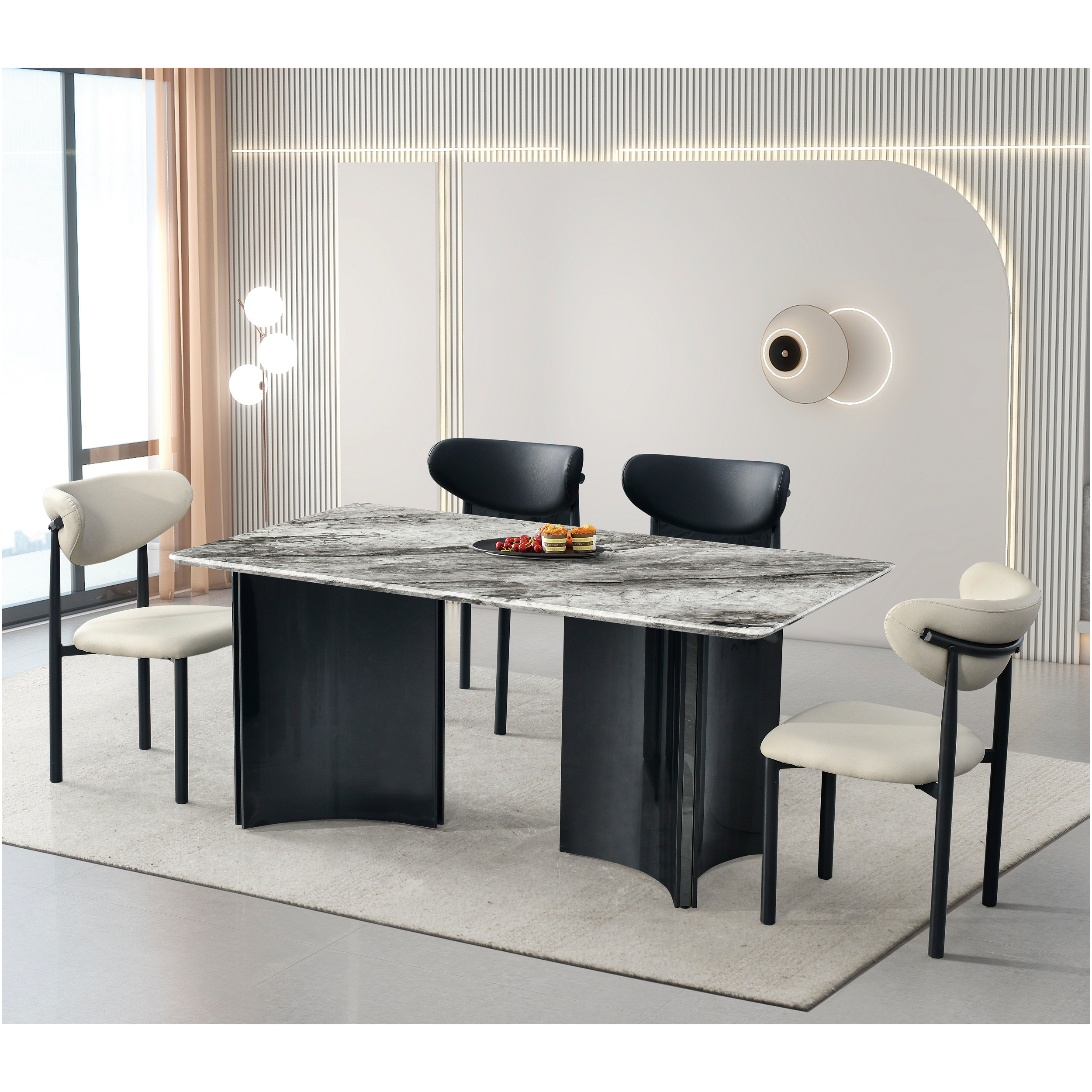 餐桌：235（黑钛）#；餐椅：202#